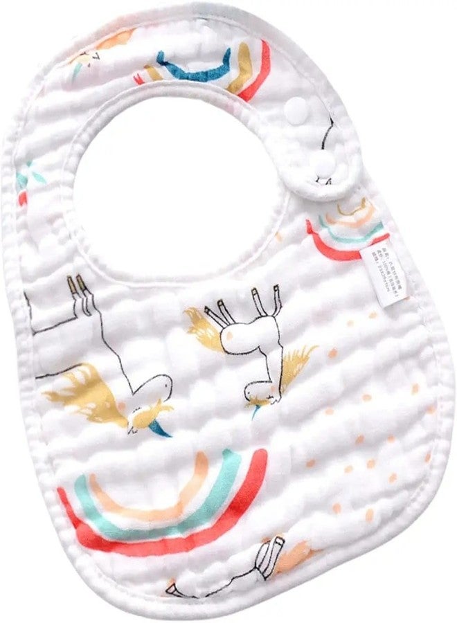 TENIYU Baby Bibs Set of 4, Cotton Feeding Bibs with Cute Animal and Fruit Prints, White - Image 4