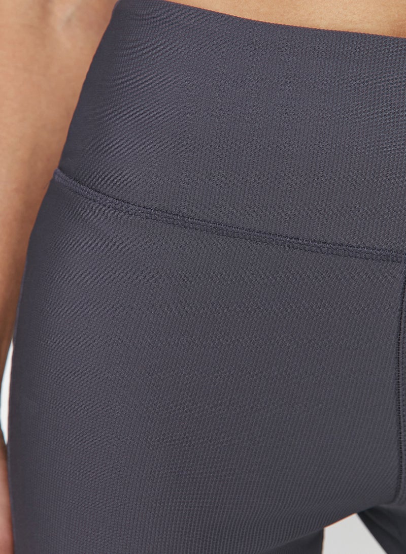 trendyol Dark Anthracite Ribbed Flare Yoga Knitted Sports Leggings - Image 4