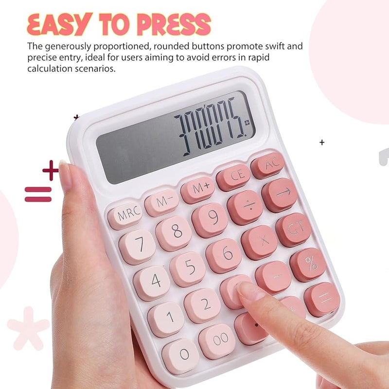 Pink Large Display Desk Calculator with Big Buttons Slip Resistant Base for Office School Home - Image 4