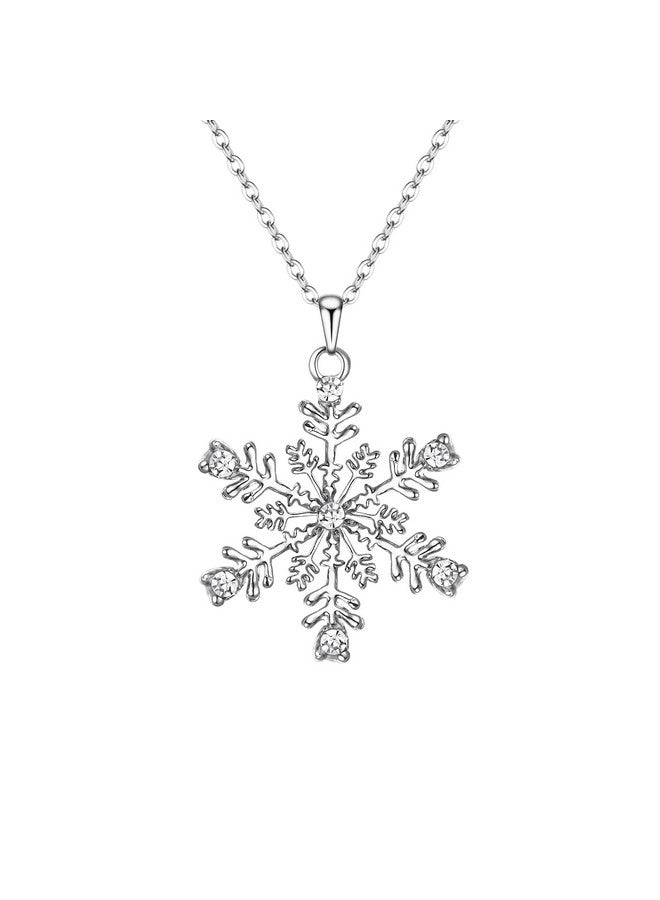 EVER FAITH Austrain Crystal Daily Winter Snowflake Flower Necklace Chain For Women - Image 1