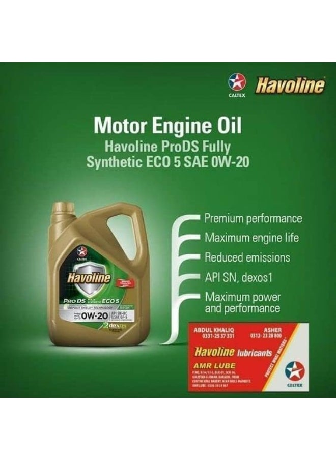 HAVOLINE CALTEX Havoline 0W-20 Engine Oil - ProDS Fully Synthetic Eco 5 (4L)  - Image 2