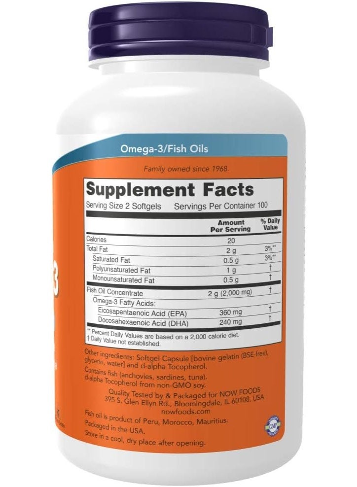 now Omega-3 Fish Oil 1000 mg, 200 Softgels | Premium Fish Oil for Heart, Brain & Joint Health | Supports Overall Wellness & Vitality - Image 2