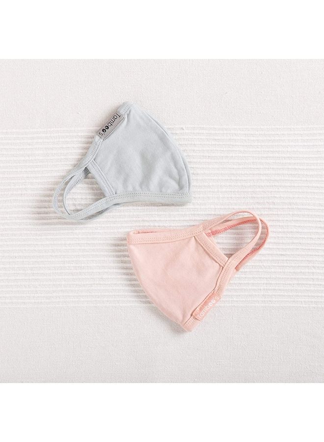 Tamboo's 4-Piece Eco Friendly Reusable Washable Soft Adults Face Masks Salmon Pink/Grey Mist 30x13.5cm - Image 1