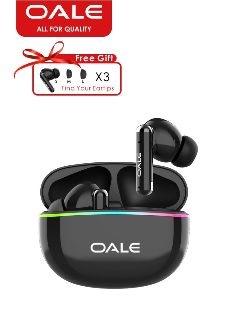OALE iFree 18 True Wireless Earbuds, 13mm Drivers with Deep Bass, Bluetooth 6.0, Long Playtime, Clear Calls, Siri Support, Type‑C Charging | Built‑In LED Light - Image 1