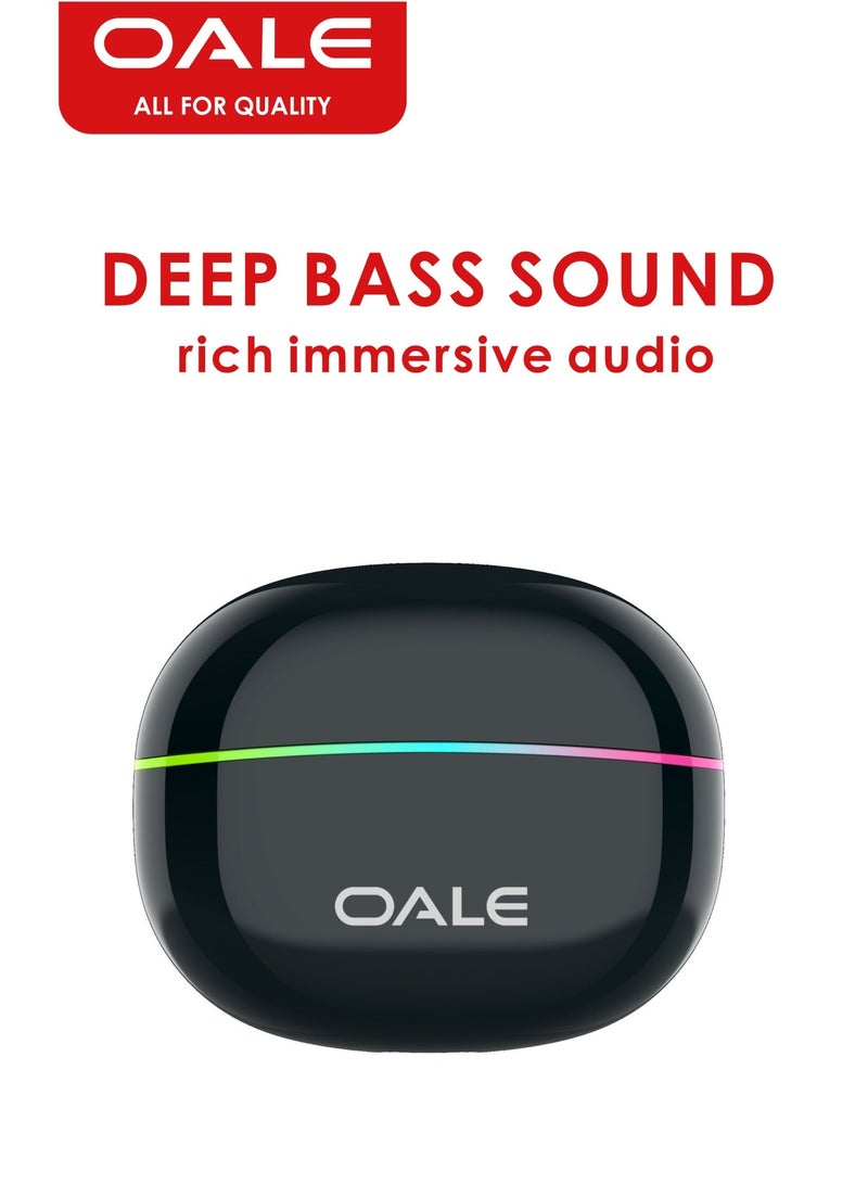 OALE iFree 18 True Wireless Earbuds, 13mm Drivers with Deep Bass, Bluetooth 6.0, Long Playtime, Clear Calls, Siri Support, Type‑C Charging | Built‑In LED Light - Image 2