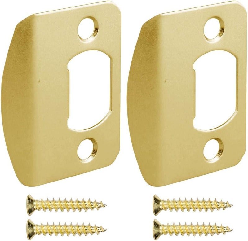 Siwil Door Strike Plate Univeral, 2-1/4 inch x 1-7/16 inch, Round Corner - 2 Pack (Gold) - Image 1