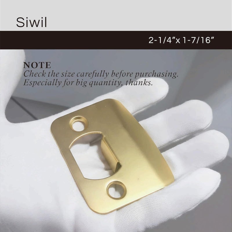 Siwil Door Strike Plate Univeral, 2-1/4 inch x 1-7/16 inch, Round Corner - 2 Pack (Gold) - Image 4