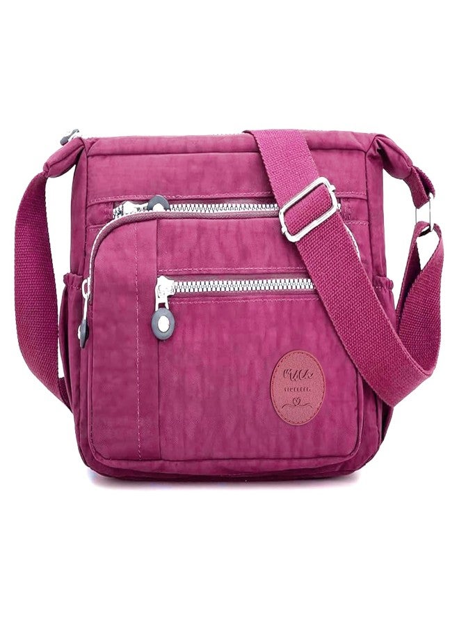 MOCA Crossbody Shoulder Bag for Women, Waterproof Canvas Travel Handbag, Lightweight Multi Pocket Messenger Bag with Adjustable Strap for Daily Use (Magenta) - Image 1