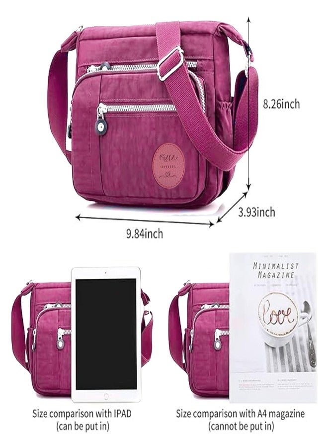 MOCA Crossbody Shoulder Bag for Women, Waterproof Canvas Travel Handbag, Lightweight Multi Pocket Messenger Bag with Adjustable Strap for Daily Use (Magenta) - Image 4