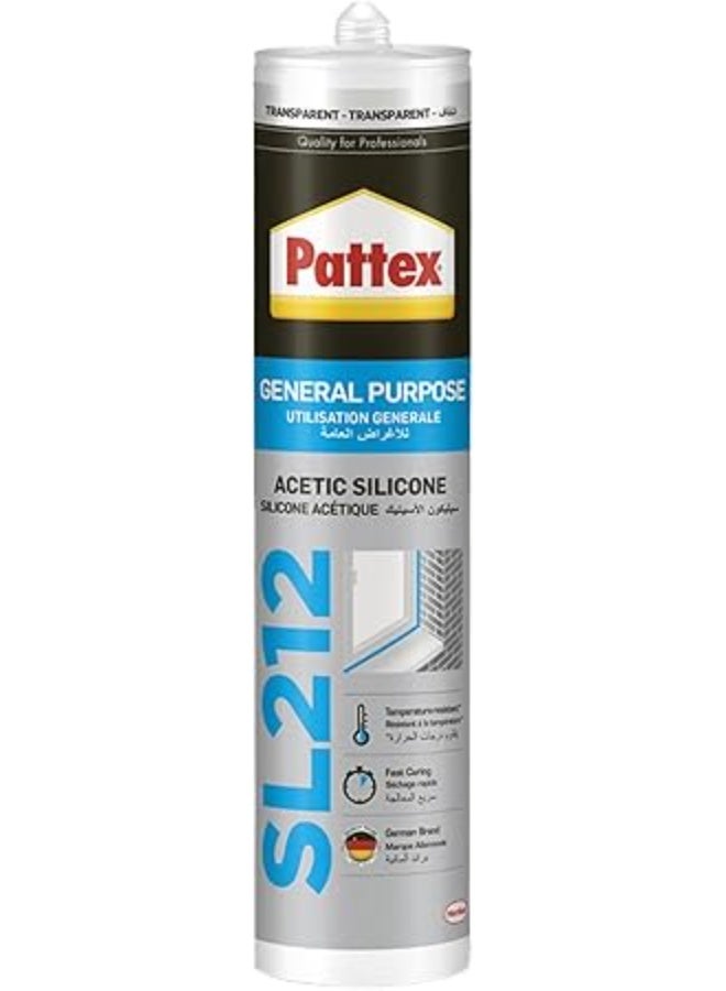 باتكس سيليكون شفاف Pattex SL212 الأصلي| لاصق قوي للأسطح المختلفة  | مقاوم للماء والحرارة والرطوبة | مناسب للحمامات والمطابخ والنوافذ - Image 1