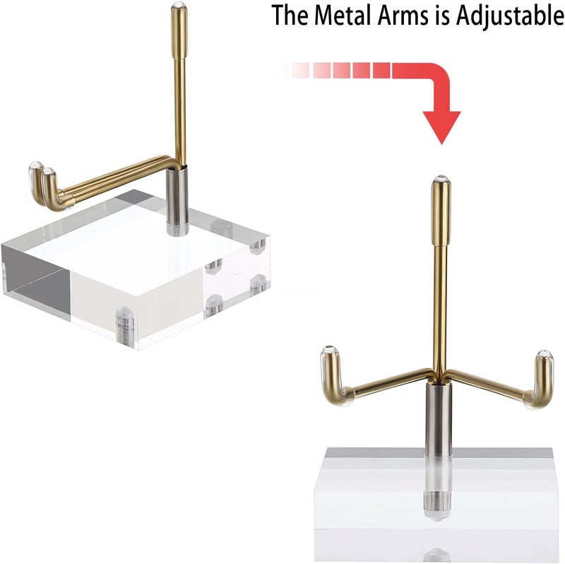 Hipiwe Adjustable Metal Arms Display Stand Easel with Acrylic Base Small Display Easel Holder for Fossil Coral Geodes Rock Mineral Agate Crystals Seashell and Small Collectibles, 2x2x3 inch - Image 4