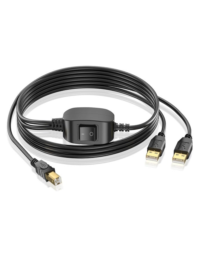 Chabeia Printer Cable Splitter for Two Computers USB Splitter 1 in 2 Out USB-B Share Cable with Switch for inkless Printers,Scanners,Samsung,MacBook,HP,Canon,Brother,More (5 Feet) - Image 1
