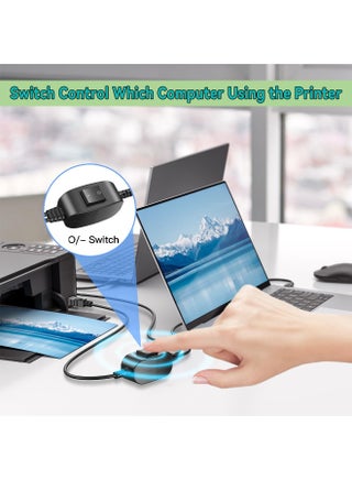 Printer Cable Splitter for Two Computers USB Splitter 1 in 2 Out USB-B Share Cable with Switch for inkless Printers,Scanners,Samsung,MacBook,HP,Canon,Brother,More (5 Feet) - view 4