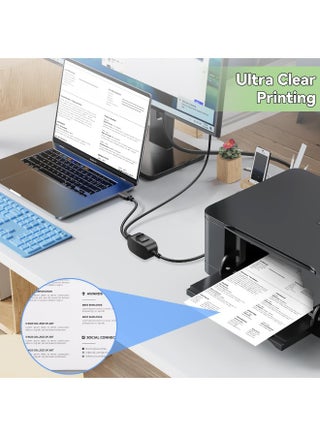 Printer Cable Splitter for Two Computers USB Splitter 1 in 2 Out USB-B Share Cable with Switch for inkless Printers,Scanners,Samsung,MacBook,HP,Canon,Brother,More (5 Feet) - view 3