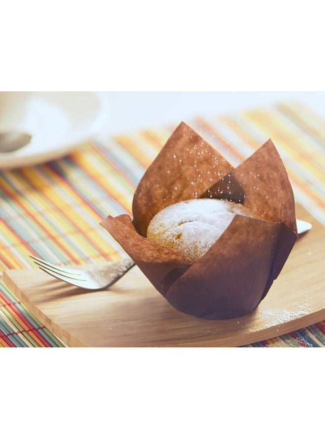 طقم قوالب ورقية للزبدة من 50 قطعة بني - Image 2