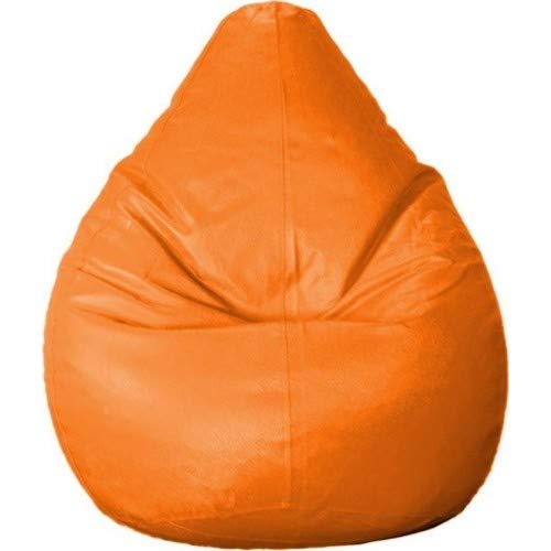 caddyFull | Leather Bean Bag Without Beans | Leatherette Bean Bag Cover for Indoor Living Room Gamer (Orange) - Image 4