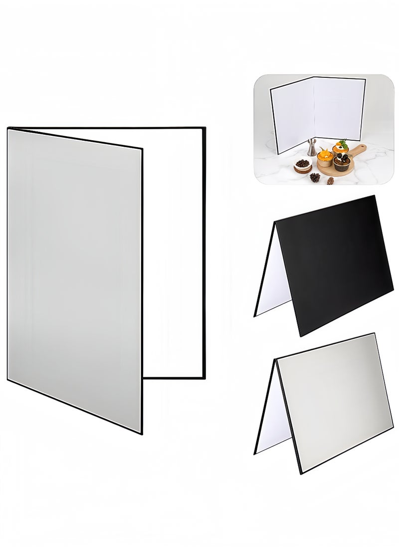 Peachjoy Light Reflector 3 in 1 Photography Cardboard Diffuser A4 Folding Light Diffuser Board for Studio Product Photography Still Life Photo Shooting 29 * 21cm (Black/White/Silver)  - Image 1