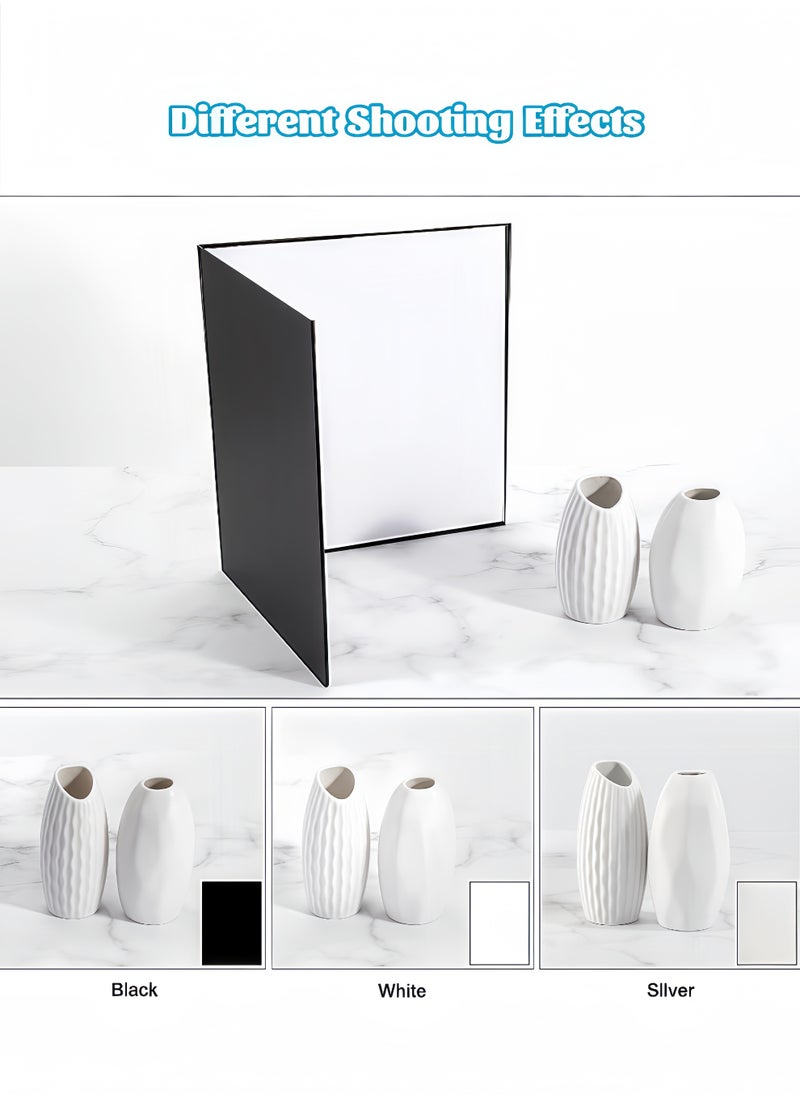 Peachjoy Light Reflector 3 in 1 Photography Cardboard Diffuser A4 Folding Light Diffuser Board for Studio Product Photography Still Life Photo Shooting 29 * 21cm (Black/White/Silver)  - Image 5