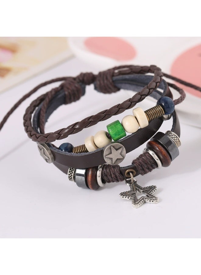 Goolsky Beaded Braided Cowhide Bracelet Adjustable Personalized Leather Wristband Fashion Jewelry for Men and Women - Image 4