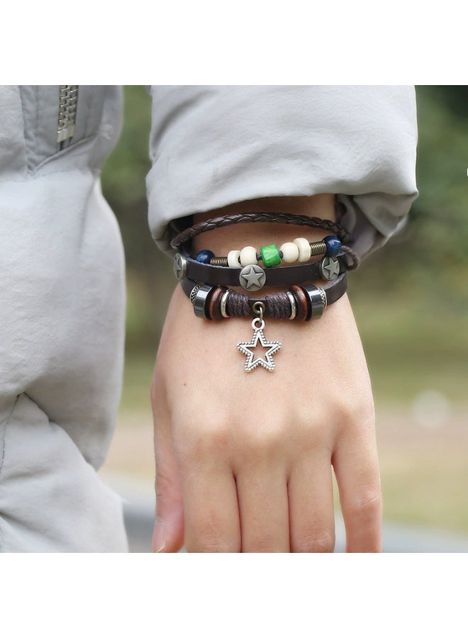 Goolsky Beaded Braided Cowhide Bracelet Adjustable Personalized Leather Wristband Fashion Jewelry for Men and Women - Image 3