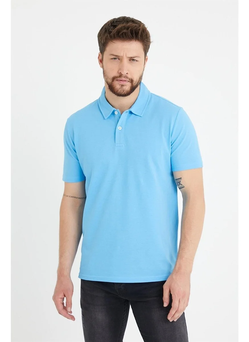 Odelon Men's Basic Polo Neck T-Shirt (Regular Fit) Blue