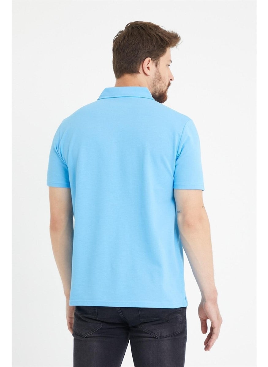Odelon Men's Basic Polo Neck T-Shirt (Regular Fit) Blue  - Image 5