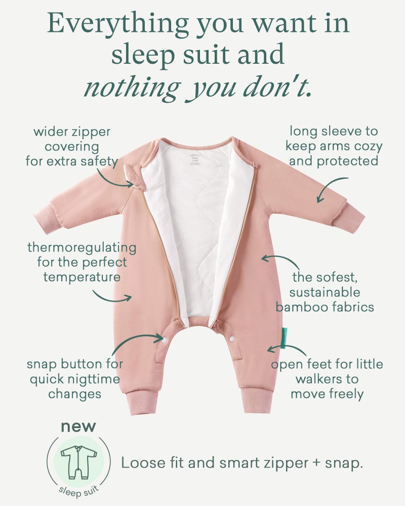 PurComfy Supersoft Active Sleepsuit 1.0 TOG Long Sleeve Wearable Blanket with Legs All-Season Go-to for Safe Cozy Sleeper, Blush 3-6 Months - Image 3