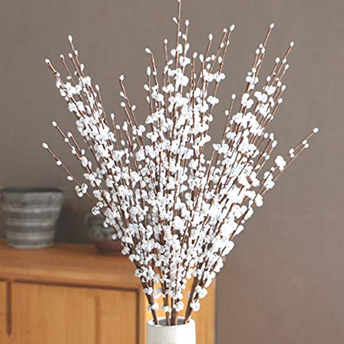 OUKEYI 29.5'' Long 10 Pcs Stem Artificial Jasmine Flowers Tall Fake Flower Bouquet Faux Jasmine Plants for Wedding DIY Floral Art Plant Home Office Party Decoration (White) - Image 1