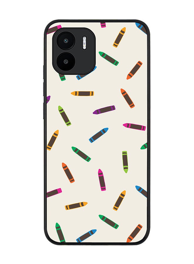 Stylizedd Rugged Black edge case for Xiaomi Redmi A2 / Xiaomi Redmi A1 Slim fit Soft Case Flexible Rubber Edges Anti Drop TPU Gel Thin Cover - Crayon Pary  - Image 1