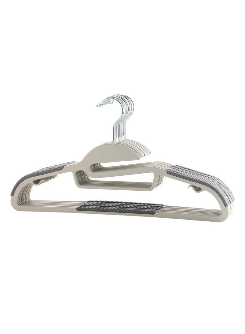 ManGotree 10-Pack Plastic Clothes Hangers, Ultra Thin Non-Slip Clothes Hanger Space Saving Coat Hangers, 360°Rotating Hook,Pant Hangers (SG-WT-GY) - Image 1