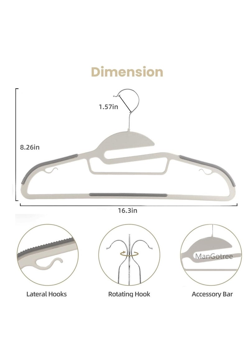 ManGotree 10-Pack Plastic Clothes Hangers, Ultra Thin Non-Slip Clothes Hanger Space Saving Coat Hangers, 360°Rotating Hook,Pant Hangers (SG-WT-GY) - Image 2