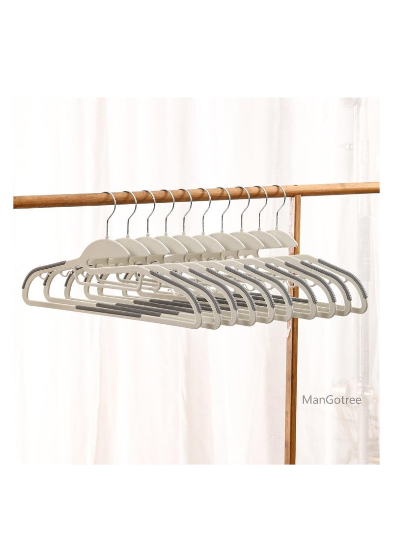 ManGotree 10-Pack Plastic Clothes Hangers, Ultra Thin Non-Slip Clothes Hanger Space Saving Coat Hangers, 360°Rotating Hook,Pant Hangers (SG-WT-GY) - Image 3