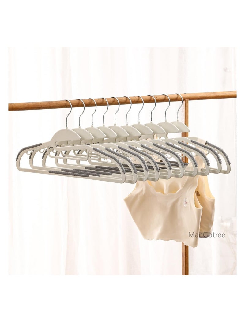 ManGotree 10-Pack Plastic Clothes Hangers, Ultra Thin Non-Slip Clothes Hanger Space Saving Coat Hangers, 360°Rotating Hook,Pant Hangers (SG-WT-GY) - Image 4