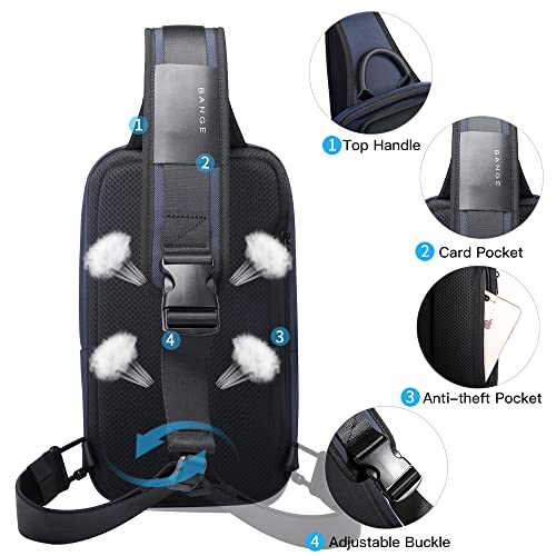 BANGE Shoulder Bag for Men, Waterproof Crossbody Sling Backpack for Men… (7566Blue) - Image 4