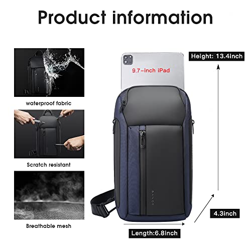 BANGE Shoulder Bag for Men, Waterproof Crossbody Sling Backpack for Men… (7566Blue) - Image 3
