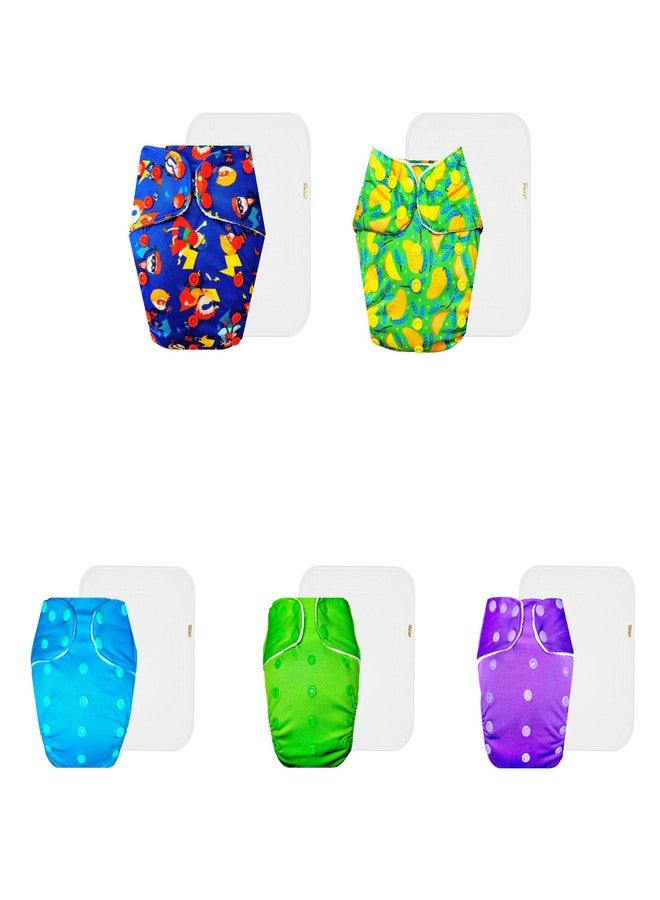 Dumbledo Premium Cloth Diaper with Cotton Insert (Pack of 5) | Soft & Gentle | Reusable & Washable | Easy to Clean | Everyday Diapering Essential | 3 Months - 3 Years | Unisex Baby - Image 1