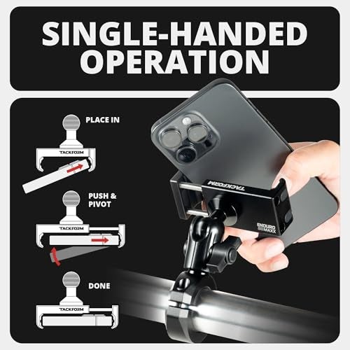 Tackform Black Motorcycle ALL METAL Phone Mount - 20MAXX Spring Cradle | BC3 Universal Clamp Fits 7/8" to 1-1/4" Handlebars | Aluminum | Compatible with iPhones, Galaxy Devices, More | Short Reach Arm - Image 5