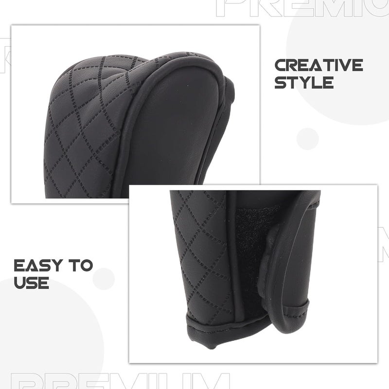 PU Leather Gear Shift Knob Sleeve for Cars - Universal Gear Stick Handle Protector - Dustproof Non-Slip Shift Knob Cover for Vehicle Interior Black - Image 3