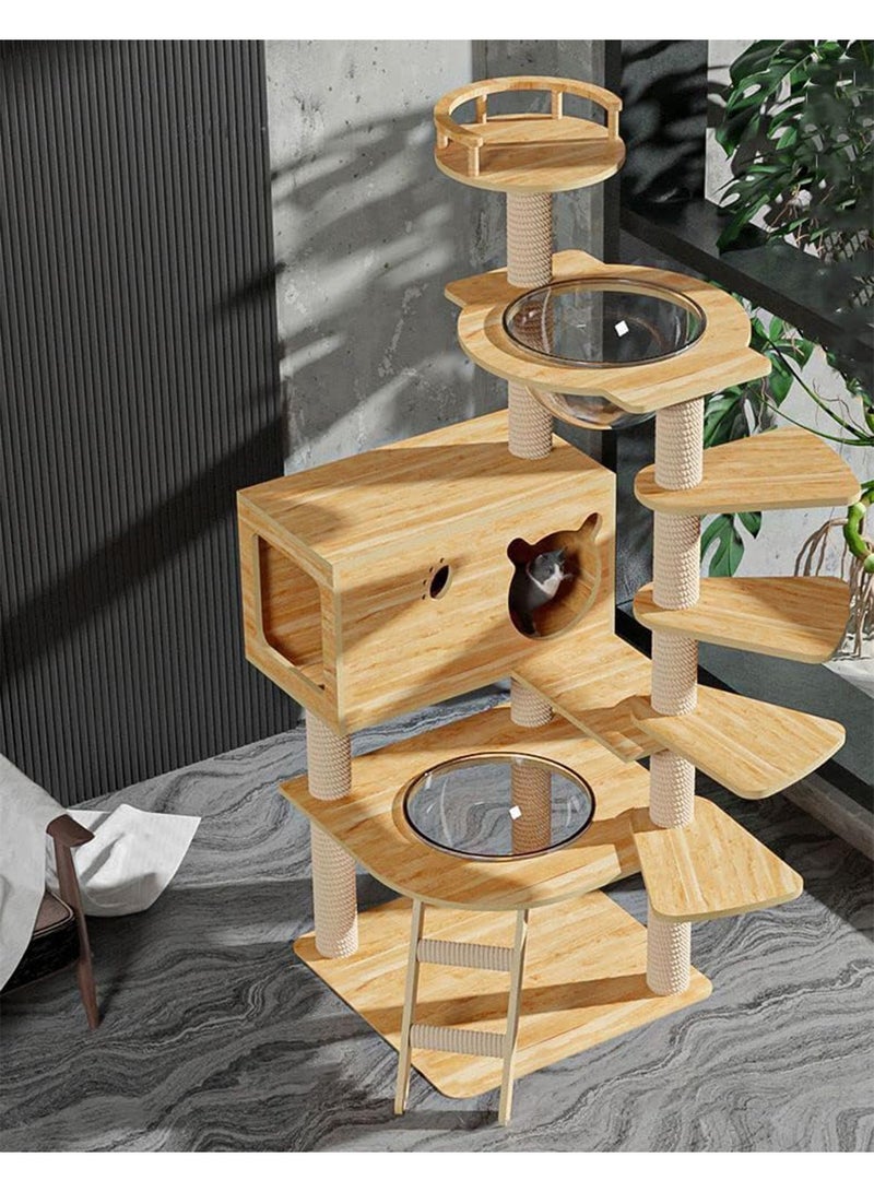 GT-Wheel Cat Condo Tower with Sisal Scratching Post MultiLevel Cat Tree Cat Play House and Rest Place for Indoor Cats and Pets - Image 1