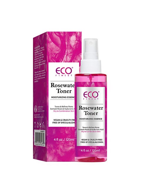 Rose Water Toner Moisturizing Essence Spray，For dewy and glowing skin, 100% Vegan, Refreshes, Conditions, Soothes, Reduces Redness (120ml)