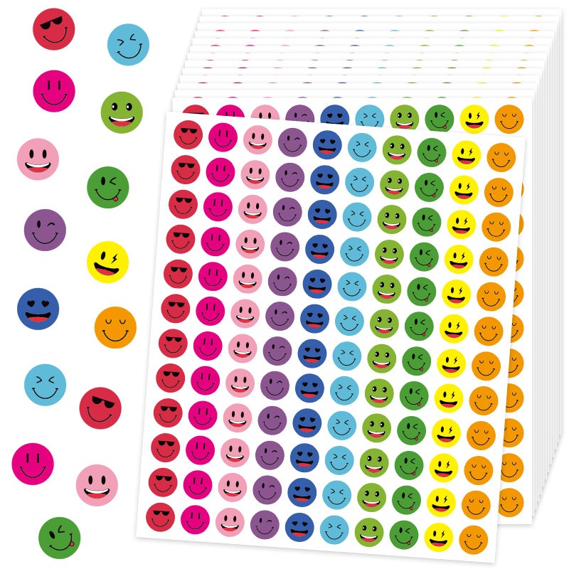 Leezead 6000 Piece Happy Smile Face Stickers - Colorful Round Stickers for Students & Teachers - Image 1