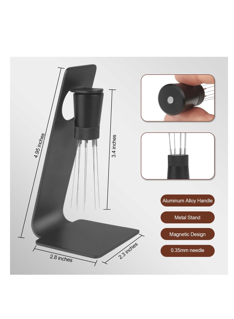 شو وو مجموعة من 4 قطع من مكابس الإسبريسو مقاس 51 مم، مكابس قهوة معايرة بنابض مزدوج، أداة توزيع إسبريسو WDT ذات 8 إبر، قمع جرعات مغناطيسي من الألومنيوم، شاشة قرص قابلة لإعادة الاستخدام - Image 3