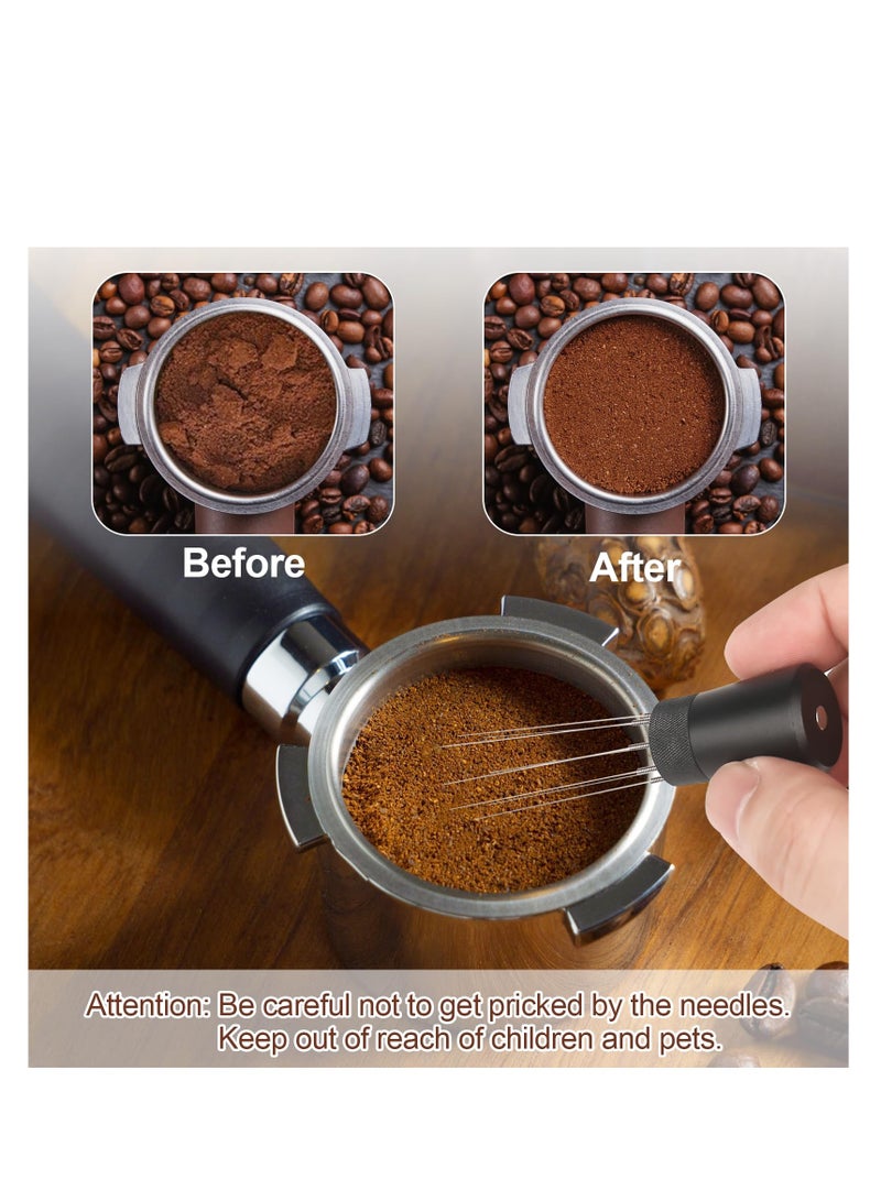 شو وو مجموعة من 4 قطع من مكابس الإسبريسو مقاس 51 مم، مكابس قهوة معايرة بنابض مزدوج، أداة توزيع إسبريسو WDT ذات 8 إبر، قمع جرعات مغناطيسي من الألومنيوم، شاشة قرص قابلة لإعادة الاستخدام - Image 4