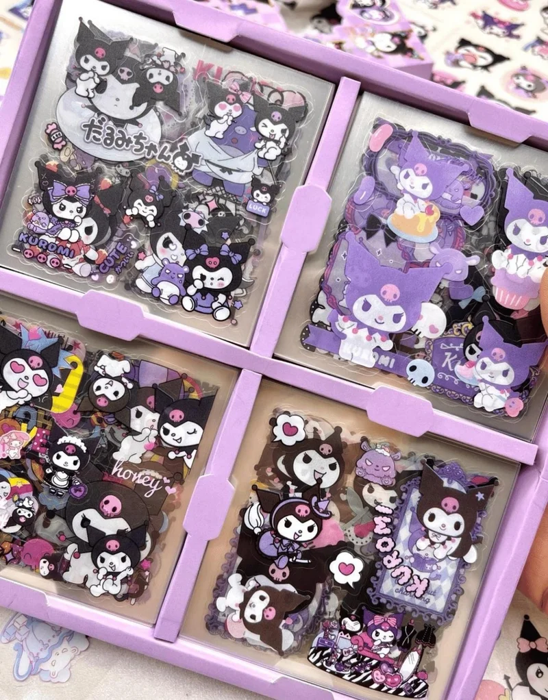 Kağıt Gemi Dükkan Paper Ship Shop Sanrio Kuromi Character 4 Section 100 Sheets Purple Box Sticker Set Bullet Journal Scrapbook