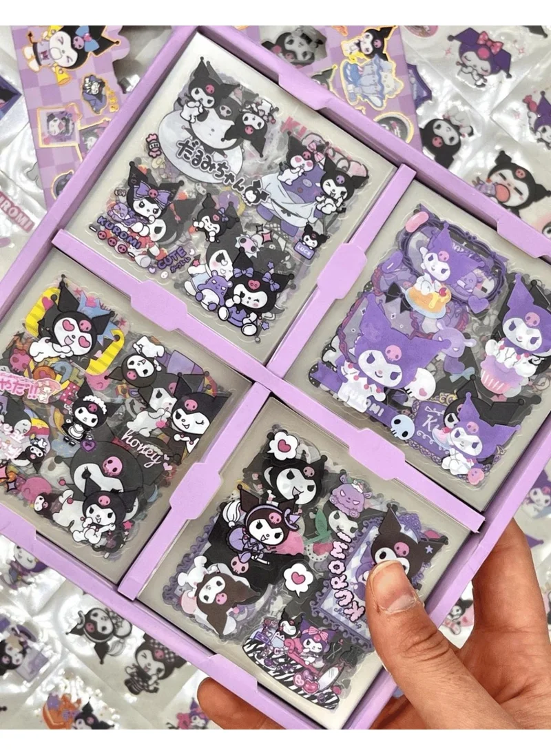 Kağıt Gemi Dükkan Paper Ship Shop Sanrio Kuromi Character 4 Section 100 Sheets Purple Box Sticker Set Bullet Journal Scrapbook