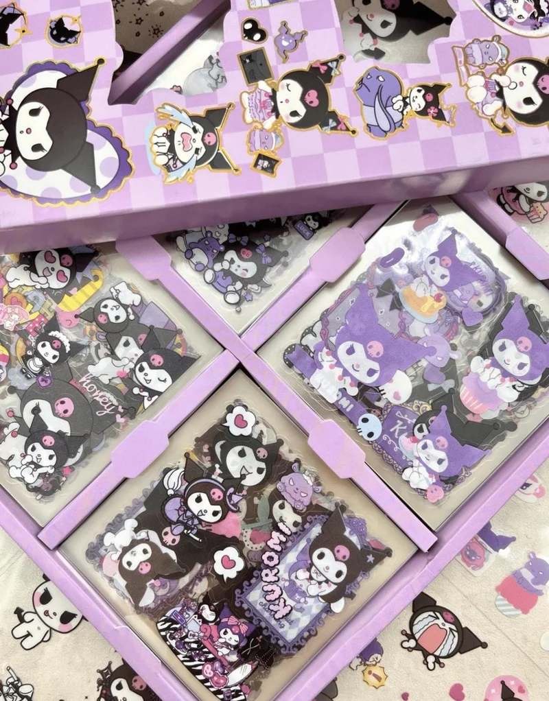Kağıt Gemi Dükkan Paper Ship Shop Sanrio Kuromi Character 4 Section 100 Sheets Purple Box Sticker Set Bullet Journal Scrapbook