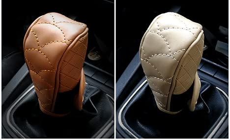 Automaze Faux Leather Manual Gear Shift Lever Anti-Slip Padded Knob Protective Cover for Car (Gray) - Image 4