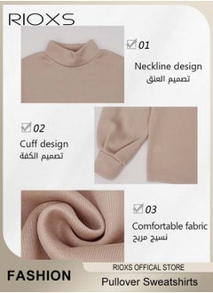 RIOXS Women's 2 Pieces Long Sleeves Track Suits Daily Casual Jogger Outfits Loose Pullover Sweatshirt and Jogging Pants  - Image 4