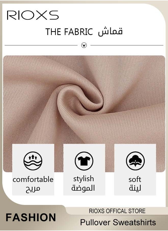 RIOXS Women's 2 Pieces Long Sleeves Track Suits Daily Casual Jogger Outfits Loose Pullover Sweatshirt and Jogging Pants  - Image 3