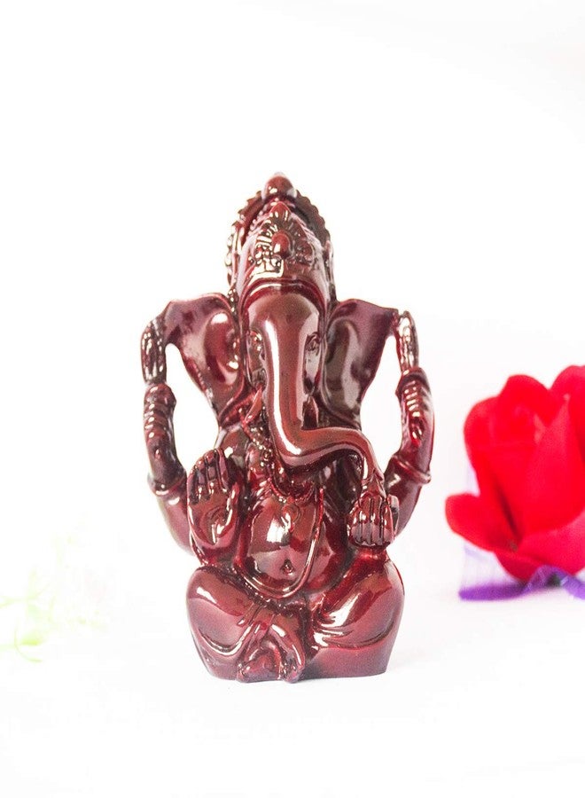 Addune Hindu God Lord Ganesha Idol Statue Indian Elephant Buddha Ganesh Sculpture Blessing Home Pooja Diwali Decor Good Luck (Dark Red) - Image 5